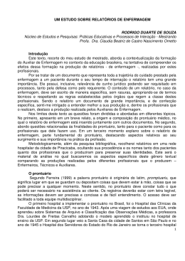 UM ESTUDO SOBRE RELAT&Oacute;RIOS DE ENFERMAGEM