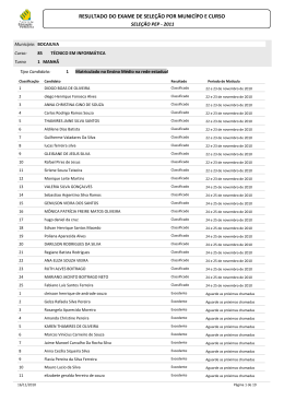 RESULTADO DO EXAME DE SELE&Ccedil;&Atilde;O POR MUNIC&Iacute;PO E CURSO