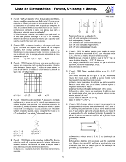 Lista de Eletrostática – Fuvest, Unicamp e Unesp.