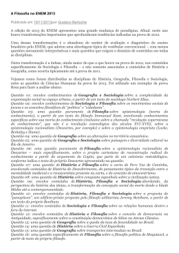 A Filosofia no ENEM 2013 Publicado em 19/11