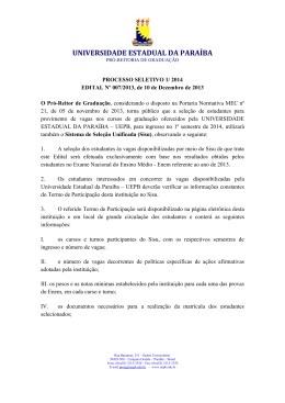 Edital SESu nº , de de janeiro de 2010 - Pro-Reitorias