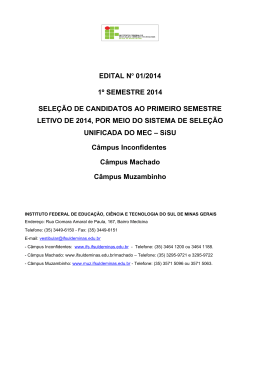 EDITAL No 01/2014 1&ordm; SEMESTRE 2014 SELE&Ccedil;&Atilde;O
