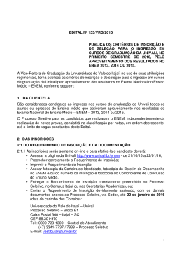 Edital n&ordm;153/VRG/2015 - ENEM - 2016/I