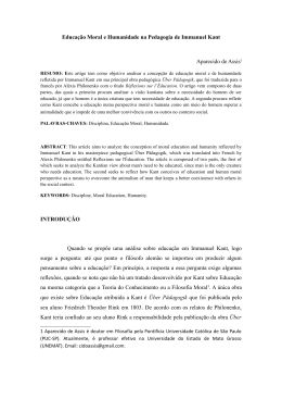 Educa&ccedil;&atilde;o Moral e Humanidade na Pedagogia de Immanuel Kant