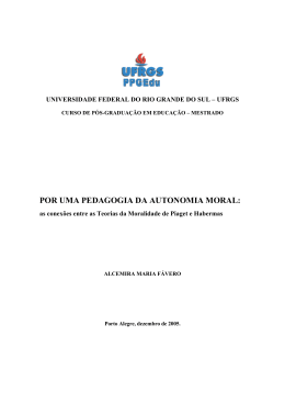 POR UMA PEDAGOGIA DA AUTONOMIA MORAL: