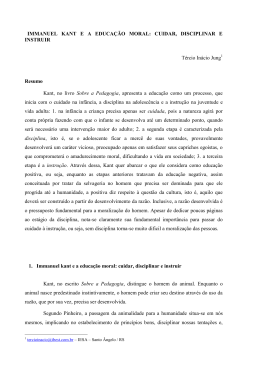IMMANUEL KANT E A EDUCA&Ccedil;&Atilde;O MORAL: CUIDAR