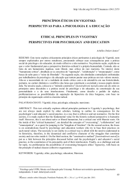 PRINC&Iacute;PIOS &Eacute;TICOS EM VIGOTSKI: PERSPECTIVAS PARA A