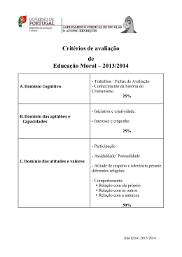 Critérios de avaliação de Educação Moral – 2013/2014