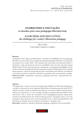 ANARQUISMO E EDUCA&Ccedil;&Atilde;O: os desafios para uma pedagogia