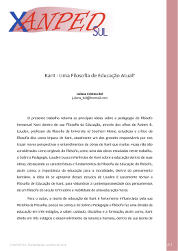 Kant - Uma Filosofia de Educa&ccedil;&atilde;o Atual?