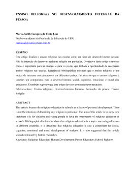 ensino religioso no desenvolvimento integral da pessoa