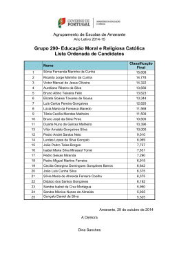 Grupo 290- Educação Moral e Religiosa Católica Lista Ordenada de