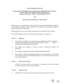 General Agreement between - L`international à l`UdeM