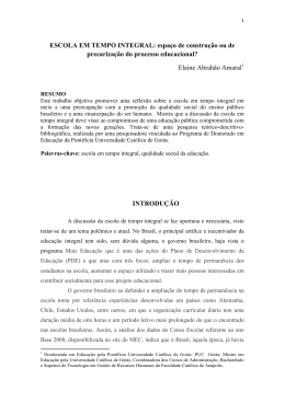 ESCOLA EM TEMPO INTEGRAL - Faculdade Cat&oacute;lica de An&aacute;polis