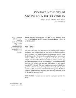 VIOLENCE IN THE CITY OF S  O PAULO IN THE CENTURY