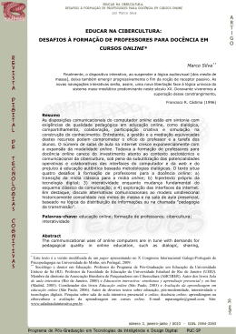 Educar na Cibercultura: Desafios &agrave; Forma&ccedil;&atilde;o de Professores para