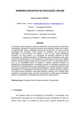 SABERES DOCENTES NA EDUCA&Ccedil;&Atilde;O ONLINE