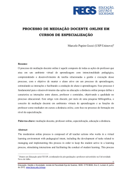 Processo de Media&ccedil;&atilde;o Docente Online em Cursos de