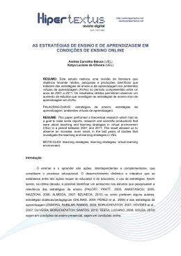 As estrat&eacute;gias de ensino e de aprendizagem em condi&ccedil;&otilde;es online