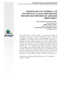 EMISS&Atilde;O DE CO2 NO BRICS: UM ESTUDO DAS