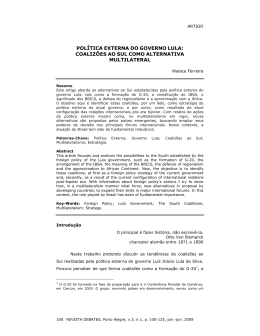 política externa do governo lula: coalizões ao sul como