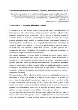 Texto Base para o 3&ordm; Congresso Nacional da Juventude do PT