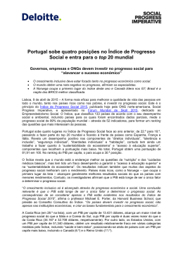Portugal sobe quatro posições no Índice de Progresso