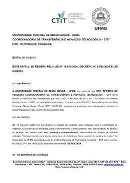 Edital 01/2014 - UFMG - Universidade Federal de Minas Gerais