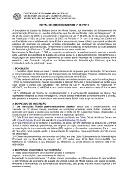 EDITAL DE CREDENCIAMENTO N&ordm; 001/2010 A Secretaria de
