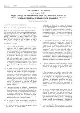 DIRECTIVA 2006/73/CE DA COMISS&Atilde;O de 10 de Agosto de