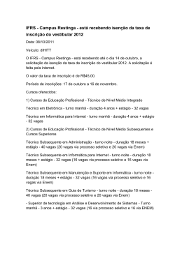 está recebendo isenção da taxa de inscrição do vestibular