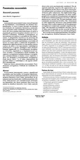 Pneumonios nosocomiais Nosocomial pneumonia