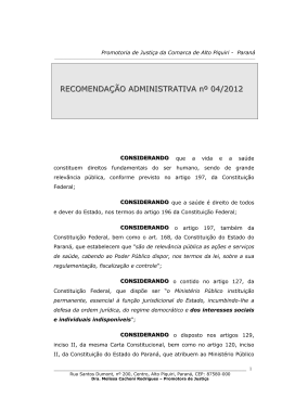 RECOMENDAÇÃO ADMINISTRATIVA nº 04/2012
