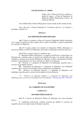 LEI MUNICIPAL N&ordm; 1.059/90 Disp&otilde;e sobre o Plano de Carreira