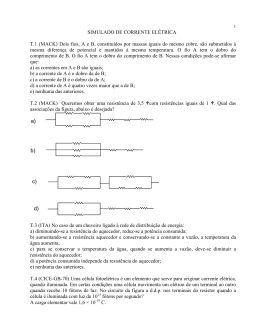 SIMULADO DE CORRENTE ELÉTRICA T.1 (MACK) Dois fios, A e B