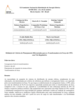 Definição de critérios de planejamento diferenciados para os