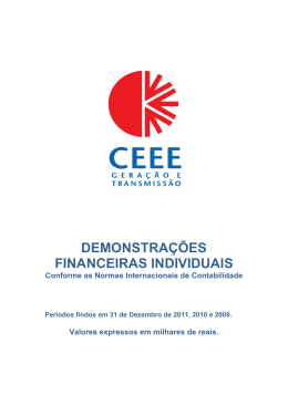 DEMONSTRA&Ccedil;&Otilde;ES FINANCEIRAS INDIVIDUAIS
