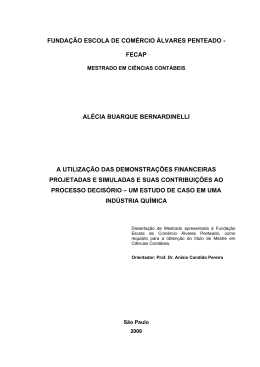 A utiliza&ccedil;&atilde;o das demonstra&ccedil;&otilde;es financeiras projetadas e simuladas