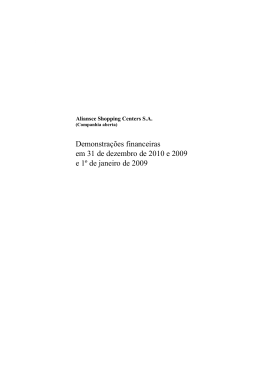 Demonstra&ccedil;&otilde;es financeiras em 31 de dezembro de 2010