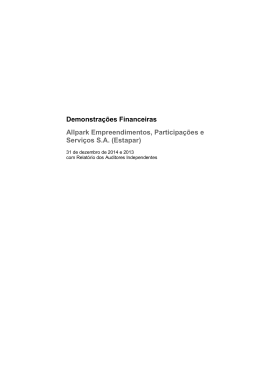 Demonstra&ccedil;&otilde;es Financeiras Allpark Empreendimentos