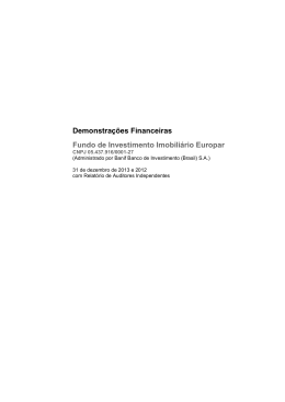 Demonstra&ccedil;&otilde;es Financeiras Fundo de Investimento