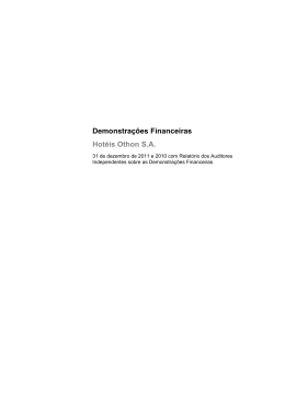 Demonstra&ccedil;&otilde;es Financeiras Hot&eacute;is Othon S.A.