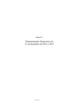 Demonstra&ccedil;&otilde;es financeiras em 31 de dezembro de 2013 e