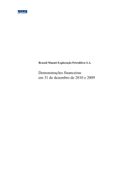 Demonstra&ccedil;&otilde;es financeiras em 31 de dezembro de 2010 e