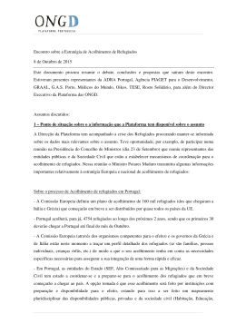 Encontro sobre a Estrat&eacute;gia de Acolhimento de Refugiados 8 de