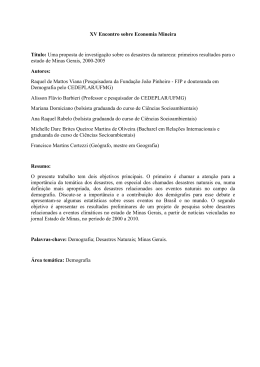 XV Encontro sobre Economia Mineira