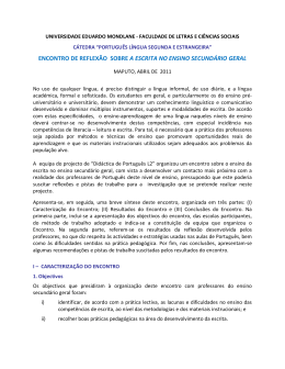 encontro de reflex&atilde;o sobre a escrita no ensino secund&aacute;rio geral