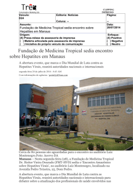 Fundação de Medicina Tropical sedia encontro sobre - FMT-AM