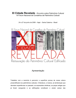 9o Cidade Revelada: encontro sobre Patrim&ocirc;nio Cultural
