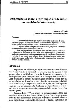 Experi&ecirc;ncias sobre a institui&ccedil;&atilde;o acad&ecirc;mica: um modelo de